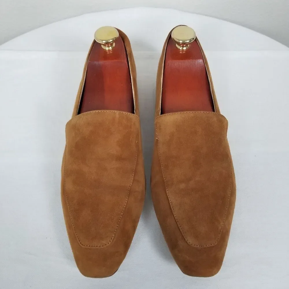 Reformation Brown Suede Quiet Luxury Minimalist Academia Bonnie Loafers Size 10 - Picture 3 of 12